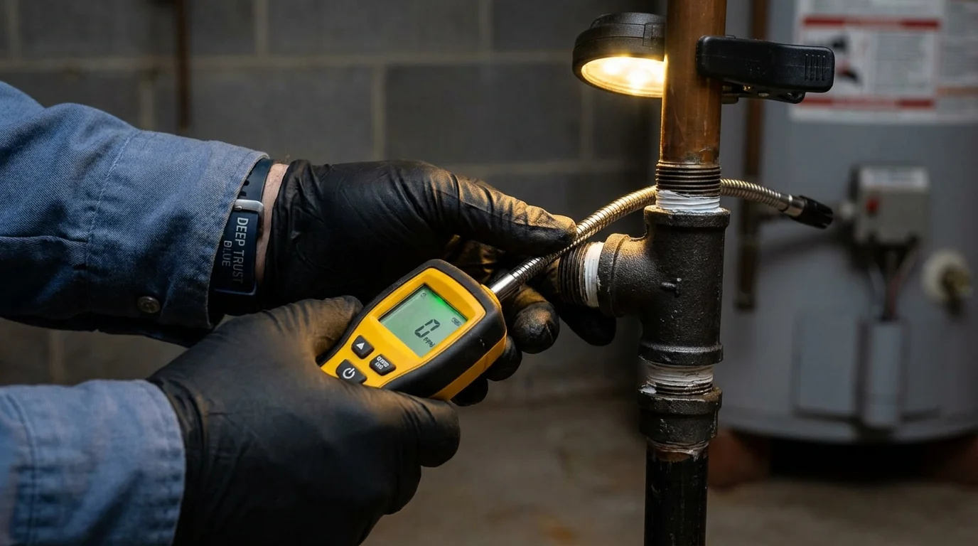 Gas leak detection with electronic sniffer by Johns Plumbing LLC in West Nyack